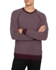 Vince Birdseye Raglan Wool-Cashmere Sweater Men's XXL Deep Wine Heather Pullover