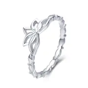 Silver plating Lotus Flower Rings for Women Lotus Finger Ring Wedding Engagement Jewelry_8