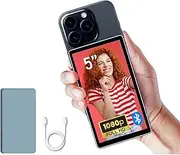 CP5 Lite 5" 1080P Selfie Monitor Screen for iPhone Andriod Cellphone, Phone Vlog Back Rear Camera Mirror, 50M RangeOne Click Connection, with Magnetic Gray Case