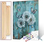 Aihonmin Farmhouse Spring Paint by Numbers for Adults Cute Dandelion DIY Paint by Numbers Acrylic Country Style Paint Canvas Inspirational Sign Painting Kits Farmhouse Art 16x20 Inch（DIY Frame）