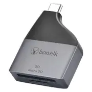 Bonelk USB-C to MicroSD/SD Adapter/Connector For Laptop/Computer Space Grey