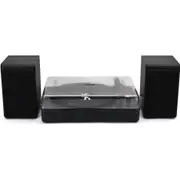 Flea Market Bluetooth Turntable with Bookshelf Speakers (Black)
