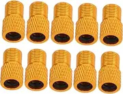 Zerodeko 10pcs Nozzle Adapter Bike Pump Part Bicycle Presta Valve Adapter Bike Pump Inflatable Converters Tire Valve Adaptor Bicycle Nozzle Golden Alloy