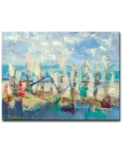 Ready2HangArt Colorful Shoreline Wrapped Canvas Wall Art by Leslie Owens
