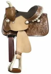 8" Mini Horse/Pony Saddle w/ Floral Tooled Leather & Engraved Silver Conchos!