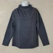 Ann Taylor Shirt Top Women XL Blue Sparkle Mock Neck Long Sleeve Stretch Dressy