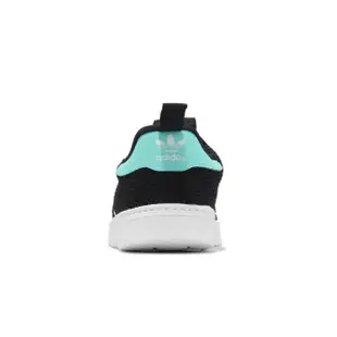 【adidas 愛迪達】童鞋 Superstar 360 I 小童 幼童 黑 綠 貝殼頭 套入式 無鞋帶 三葉草 愛迪達(IF5915)