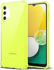 [Svanove] for Samsung Galaxy A13 5G Case Clear, Neon Bright Vibrant Color, Transparent Jelly Protective Silicone Phone Case for Women Girly Cute, Thin Slim Fit Soft Flexible TPU Bumper, Neon Yellow