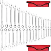Combination Wrench Set,33-Piece Chrome Vanadium Steel Wrench Set 12-Point SAE &