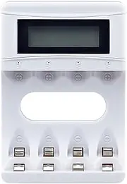 4 Slots Battery Charger with Display for Aa AAA Ni-Mh Rechargeable Battery Rechargeable Battery Charger USB 2A Fast White