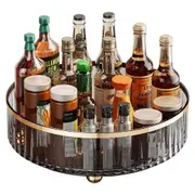 1pc Round Plastic Clear Rotating Container Bins for Cabinet Pantry Kitchen Countertop Refrigerator