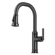 Allyn Industrial Pull-Down Single Handle Kitchen Faucet Black Stainless Steel
