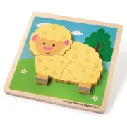 Bigjigs Toys Chunky Sheep Lift-Out Wooden Puzzle for Toddlers