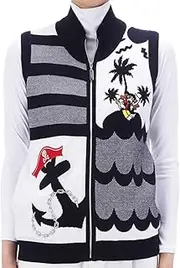 [MU SPORTS エムユー スポーツ] MU Sports 701P1302 2019SS Series Retro Voyage Knit Vest, White, Size 40, White 40