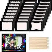 Motipuns 24 Pcs Scratch Frame Art Kits Rainbow DIY Scratch Paper Photo Picture Frame for People Art Craft Classroom Home Indoor Activities Game Birthday Party Favor Decor (Multiple Shapes, Black)