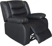Single Seater Recliner Sofa Chair in Faux Leather Lounge Couch Armchair in Black