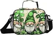 Gnome St Patricks Day Insulated Lunch Box for Women Men - Ideal for Work, Picnics - Includes Adjustable Shoulder Strap