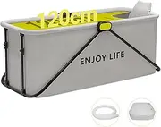 USOR 120 cm Folding Portable Bathtub Freestanding Bathtubs Foldable Collapsible tub Steaming Bath tub Home Spa for Family Adult Children Foldable Shower tub Bath with Cloth Cover and Neck Rest Yellow