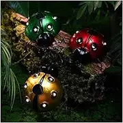 Garden Ladybug Decor Solar Lights, Metal Ladybugs LED Garden Light Figurines Outdoor Decorative, Solar Metal Yard Art Garden Sculpture /29(3pcs Mix)