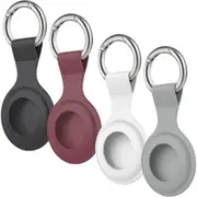 4 Pack Airtag Case for Apple AirTags Holder 2021, Keychain AirTags Case with Anti-Lost Key Ring, Soft Silicone Anti-Scratch Lightweight Protective Skin Cover for AirTags Finder Keychain Accessory