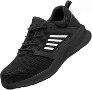 [BIAJIAZHUA] Safety Shoes for Warehouse Industry Contstruction,Steel Toe Boots Comfortable,Indestructible Steel Toe Work Boots,Slip-Resistant Outsole,Outdoor Steel Toe Shoes for Men(Black,5.5)