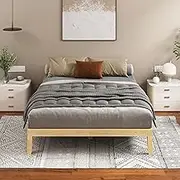 ALFORDSON Bed Frame Queen Wooden Bed Base with Solid Wood Pine Timber Slats, Mattress Base Platform Support, Oak Bed Foundation with Storage Space, Pramod Series Home Bedroom Furniture