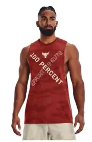 Under Armour Project Rock Tank Top Mens 100 Percent Effort and Guts Red