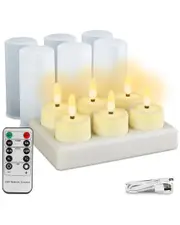 Fresh Fab Finds 6-Pack Rechargeable Tea Lights with Charging Base, Timer & Remote