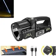 Clearhill Solar Bright Rechargeable Spotlight Flashlight with 9 Modes, 350° Rotate Head, IPX6 Waterproof - Outdoor Handheld Solar Flashlight for Emergencies & Power Bank(W5166)