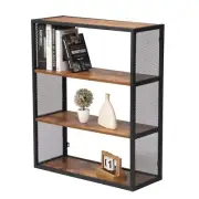 4-Tier Wooden Storage Shelf Wall-mount Bookshelf Display Shelf Rack Home Barber