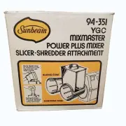 Sunbeam Mixmaster Power Plus Mixer Slicer-Shredder Attachment 94-351 1978