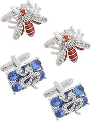 [TINEASUR] 2 Pack Men's Tuxedo Cufflinks Bee Snake Jewelry Metal Cufflinks for Business and Casual Occasions
