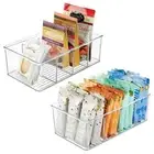 4 Grids Pantry Organization Food Storage Bins with Removable Dividers Drawer Box