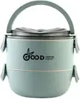 Stackable Plastic Lunch Box Bento Box Thermal Food Container for Kids (Green)