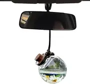 Car Hanging Diffuser Bottles - Hanging Car Air Freshener Empty Glass Bottle Pendant Ornament with Dried Flower,Rearview Mirror Accessories Hanging for Interior Perfume Air Freshener Yyss
