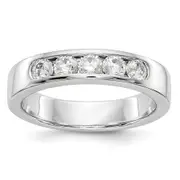 0.58ct. CZ Solid Real 14K White Gold 5-Stone Channel Wedding Band Ring