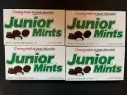 4 Boxes- JUNIOR MINTS In Pure Chocolate Candy Theater Box 3.5 oz FREE SHIP