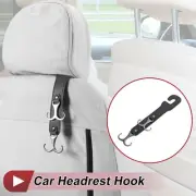 1 Pcs Universal Car Seat Headrest Hook for Purses and Bags Black 9.96"x2.05"
