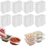[Hevtsde] 40Pcs Double Compartment Condiment Container with Lids 2 Compartment Snack Containers Reusable Snack Pack Containers Double Condiment Container for To-Go Sauce, Food Sampling, Travel Snack