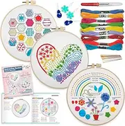 CRAFTILOO Learn 30 Stitches Heart Embroidery kit for Beginners Beginner Embroidery with Stamped Patterns. Kits. Starter Kit. Needlepoint Cross Stitch Kit Kids & Adults