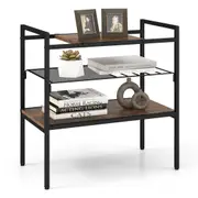 Costway 3-Tier Console Table Entryway Display Table Sofa Side Table w/Removable Top Panel & Shelf