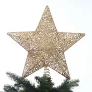 Woven LED Glitter Gold Star 15" Warm White Light Up Christmas Tree Topper New