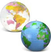 2 Pack Inflatable Globe Blow up World Globe Beach Ball Globe for Party Bags, PVC