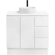CIBO 900mm White Nordic Full Height Bathroom Vanity with Fluted White Gloss Basin