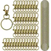 100PCS Keychain Hooks with Key Rings,.Metal Swivel Lobster Claw Green Bronze