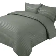 Grey Striped Luxury Duvet Doona Cover Cover Set Vary Size