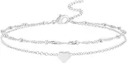 [LunarCharm] Anklet for Women Stainless Steel Heart Anklet for Women Anklet Heart Link Anklet Summer Beach Jewelry Accessories, L