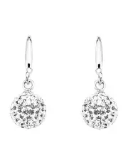 [Amor] Pave Ball Hook Drop Earrings in Silver