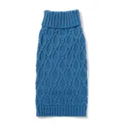 All Day Cable Knit Pet Turtleneck Sweater Blue