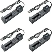 Mellisso 4X Battery Charger USB 1 Slot Universal Quick Charging Rechargeable Lithium Battery Charger for 18650 26650 14500 16340